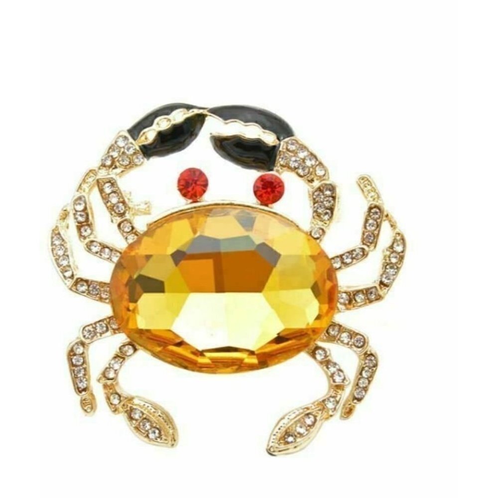 Large crystal CRAB BROOCH - Picture 5 of 6